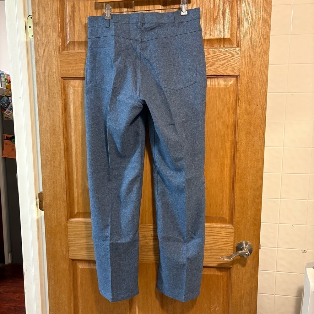 Habands Fit Forever Stretch Waist Denim Blue Polyester Pant Mens 34L 34X32 Retro - Picture 2 of 7